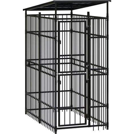 Jaula para perrera exterior animal pac con techo para perros acero 1,84 m² negro 020041729