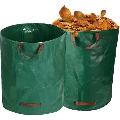 Grüner Laubsack 80x80cm, 2 Stück, 400L, wiederverwendbarer Gartenabfallbehälter, geeignet für Rasen, Garten, Camping (1/5)