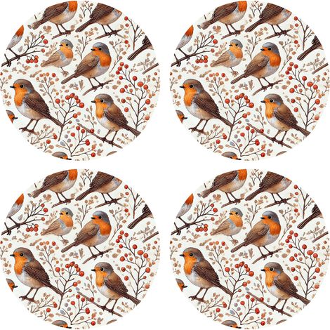 Set de 4 dessous de verres rouge-gorges Cbkreation