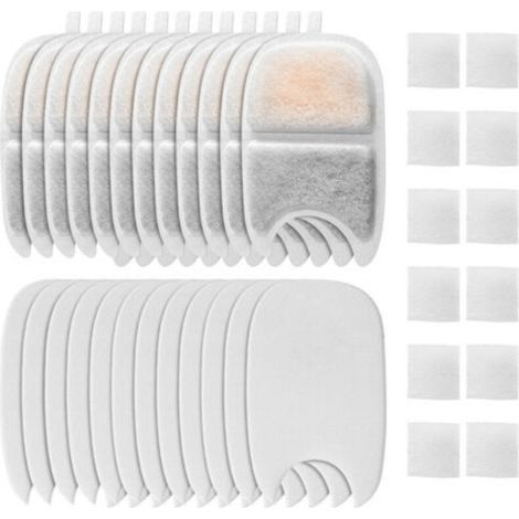 Brunnenfilter, 12er-Pack Katzenbrunnenfilter und 24 Schaumstofffilter mit Wirkstoff für den kabellosen 4-Liter-Katzenbrunnen FEELNEEDY für YPD-C004
