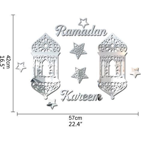 Stickers muraux miroir acrylique Aïd Moubarak, autocollants muraux, décoration pour le Ramadan (1/5)