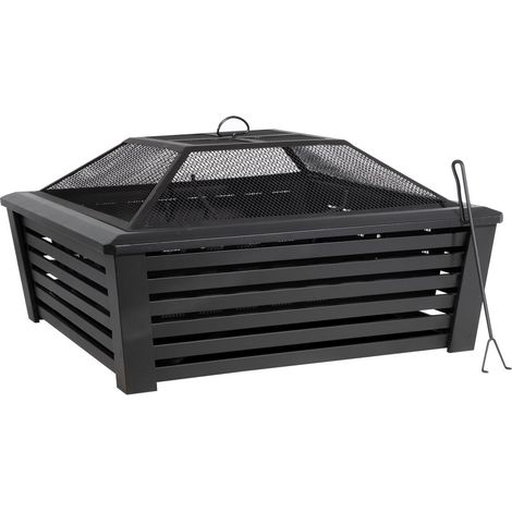 Dellonda DG43 89cm Square Outdoor Fire Pit, Black (1/5)