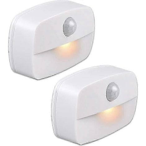 Lot de 2 veilleuses à détecteur de mouvement, appliques murales autocollantes pour salle de bain, chambre et couloir, lumière chaude (1/5)