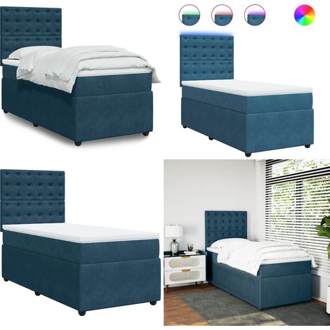 vidaXL Boxspringbett mit Matratze Blau 100x200 cm Samt (1/5)