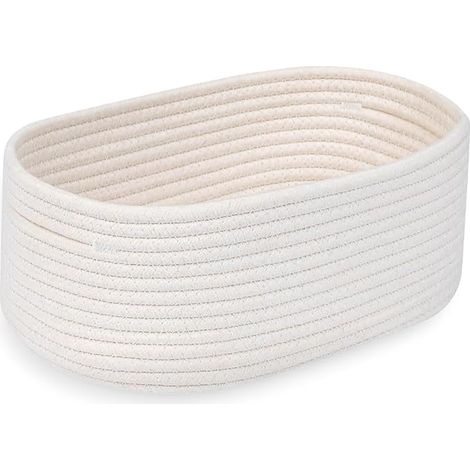 Panier à linge rond blanc, panier de rangement tressé coton, organisateur table à langer, panier jouets, panier (1/5)