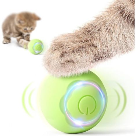 Interaktiver Katzenball, grüner, selbstrollender, intelligenter Ball für Wohnungskatzen