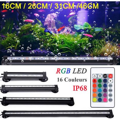 Éclairage LED pour aquarium - 16 cm - Tube lumineux étanche à intensité variable avec télécommande, LED RGB 5050 - Idéal pour les plantes et les poissons (1/5)