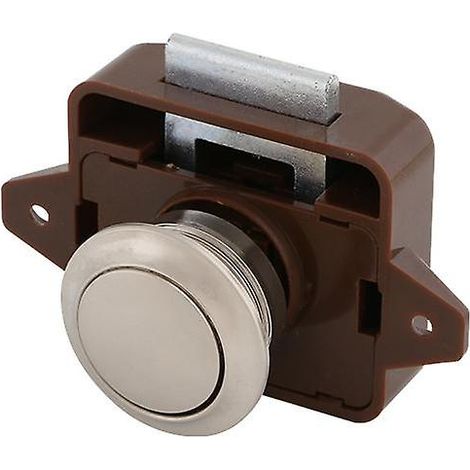 Loquet de placard à bouton-poussoir marron et argent pour camping-car, caravane, camping-car (1/5)