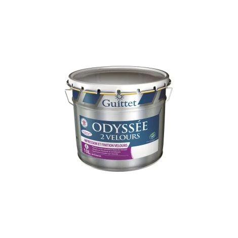 Guittet – Peinture velours lessivable 10L – Résine alkydes et acryliques – Application directe sur plâtre, bois, PVC – Protection anti-moisissures