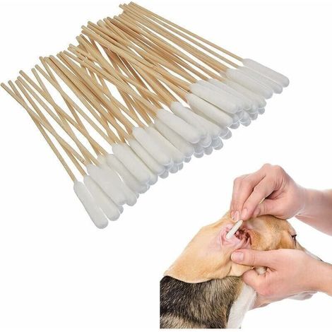 100 bastoncini di cotone per cani e gatti, bastoncini di cotone per cani e gatti, bastoncini di cotone per orecchie di cani e gatti, buona cura e igiene per le orecchie di cani e gatti, (1/4)