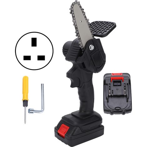 Scie à main mini 4 pouces, outil de coupe électronique portable à une main, tronçonneuse avec brosse AC100-240V, fiche UK noire (1/5)