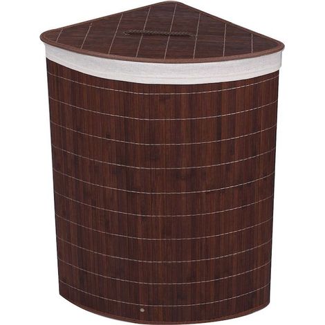 Panier à linge d'angle en bambou 57 l : Pratique brun foncé (1/5)