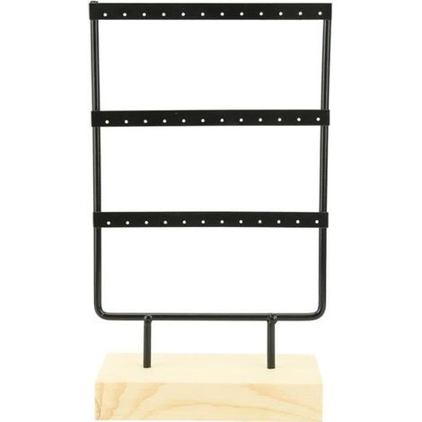 Support à bijoux en métal - VINGVO - 36 trous - Organisateur de boucles d\'oreilles - Collier - Noir, Blanc (1/4)
