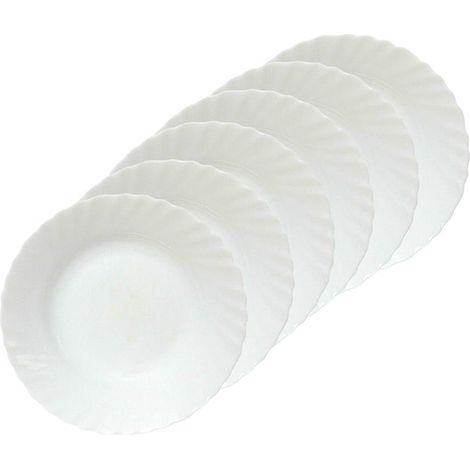 SET DA 6 PIATTI PIANI PRIMA IN VETRO TEMPERATO BIANCO 26 CM (1/4)