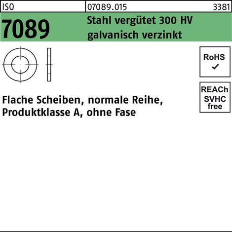 Unterlegscheibe ISO 7089 o.Fase 5 Stahl verg. 300 HV galv.verz. 200St. (1/2)
