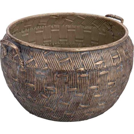 Macetero de metal dorado 43.5x41.5x24h cm