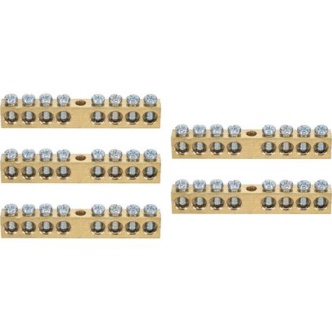 5 Barres de Terre à Bornes, 8 Positions Barre de Terre en Laiton à Vis M5 76x8x12mm Bloc Barrière en Laiton pour Appareils Électriques (1/5)
