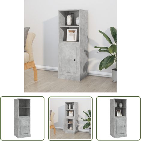 The Living Store Buffet haut gris béton 36x35,5x103,5 cm bois d'ingénierie - Buffet Design Moderne - Buffet En Bois D'ingénierie - Meuble De Rangement - Buffet Gris - Buffet Haut (1/5)