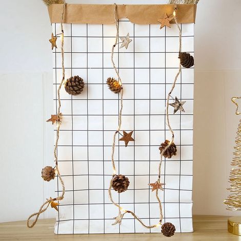 Guirlande De Sapin De Noël - 2 M - Avec Lumières Intégrées - Pour Cheminée Escalier Plafonnier - 1 Pièce (1/2)