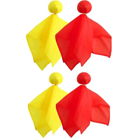 Lot de 4 drapeaux de penalty de football, drapeaux de défi de football à lancer, drapeau d'arbitre de football pour accessoire de fête (2 rouges et 2 jaunes) (1/5)