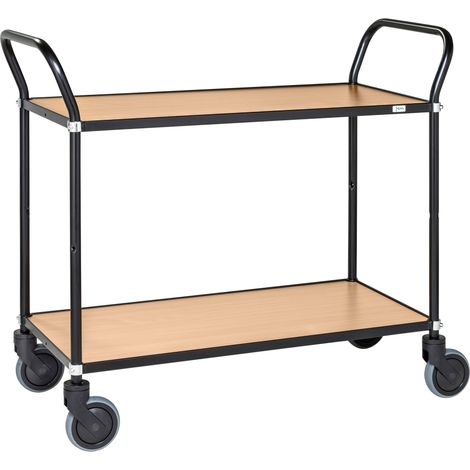 Kongamek Design Servierwagen in schwarz mit 2 Böden 760x430mm in Bucheoptik mit Bremse