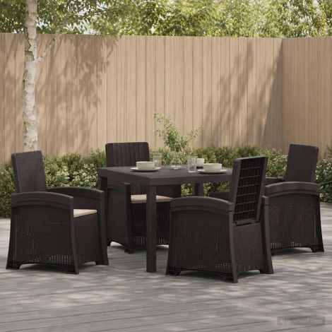 vidaXL Ensemble de salle à manger pour jardin 5 pc Marron et taupe PP (1/5)
