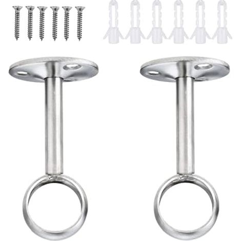 Staffe per asta per tende da 16 mm, staffa flangiata con presa in acciaio inossidabile, asta sospesa resistente con viti, per bagno, cucina, guardaroba (1/5)