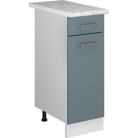 Unterschrank R-Line, Blau-Grau, 30 cm mit Schublade, mit Arbeitsplatte, Vicco