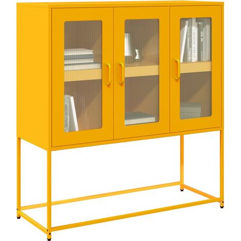 Sideboard Senfgelb 100,5x39x107 cm Kaltgewalzter Stahl (1/5)