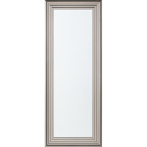 Miroir Mural au Style Traditionnel avec Cadre en Plastique Argenté de Forme Rectangulaire 50 x 130 cm pour Salon Beliani