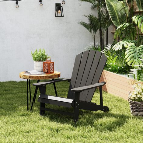Chaise Adirondack résistante aux intempéries, chaise de jardin extérieure en bois avec dossier haut et accoudoirs (1/5)