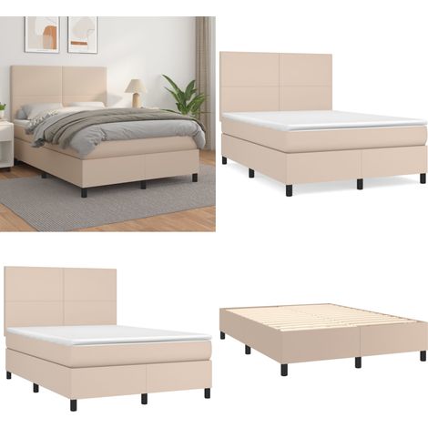 Boxspringbett Matratze Cappuccino-Braun 140x190cm Kunstleder - Boxspringbett - Betten - Doppelbett - Kunstlederbett - Kapuzenbett - Home & Living (1/5)