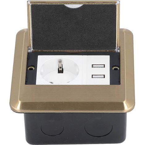 Boîte de jonction de bureau, multiprise de table pour salle de conférence, prise standard à deux trous avec deux ports USB, AC250V. (1/4)