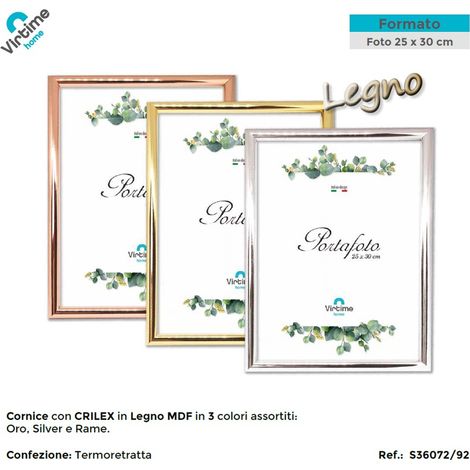 1 Pezzo Cornice Portafoto da Parete in ABS e Legno Cromata 25 x 30 cm 3 Colori (1/3)