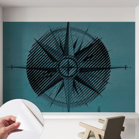 Papier peint autocollant adhésif installation rapide du papier peint durable et résistante Boussole marine 152x104 cm (1/5)