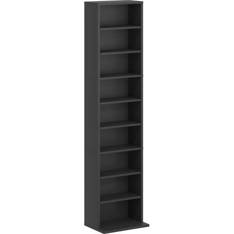 Etagère Zaratamo Rangement CD DVD Blu-ray Noir Design Compact 140 cm