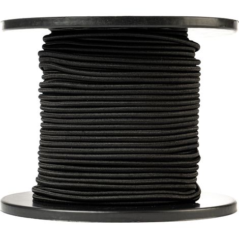 SNURO Corde élastique ronde (6mm, 100m, noir) - Qualité professionnelle - Résistante aux intempéries et réutilisable - Charge de rupture 80kg - WLL 40kg