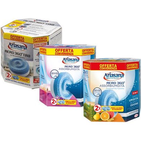 ricariche assorbiumidità henkel "ariasana aero tab" agrumi 2x450 gr