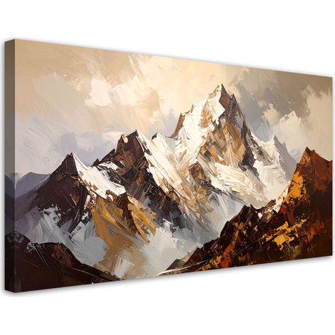 Modernes Wandbild für das Wohnzimmer oder Schlafzimmer Berge Landschaft Beige 100x50 cm (1/5)