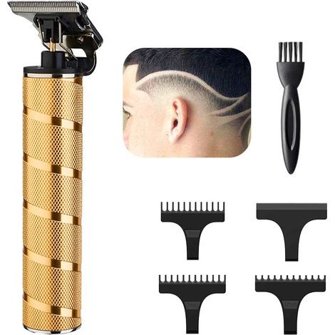 Tondeuse À Cheveux - Sans Fil Rechargeable Étanche - Lame En T Pour Coupe Précise - Autonomie 120 Min - 3 Sabots 1 2 3 Mm - Noir Argent Or (1/5)