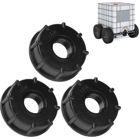 Adaptador de drenaje para tanque IBC, tapa de tanque de agua de plástico, adaptadores S60x6 IBC, roscas gruesas, grifos, G3/4, 3 piezas (1/4)