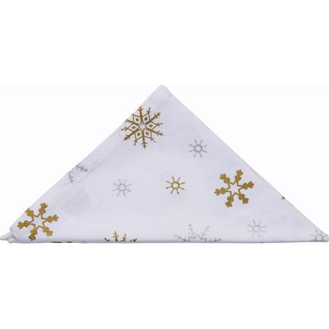 HOMESCAPES Serviettes de table Noël en coton, Lot de 4, Blanc