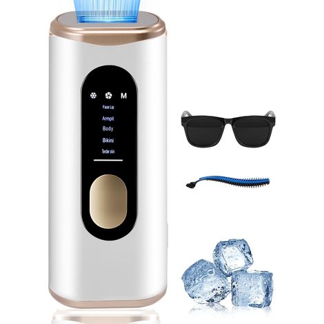 IPL hair removal device, painless alternative laser hair removal with ice cooling for women and men, long-lasting smoothness and automatic/manual flashing mode
