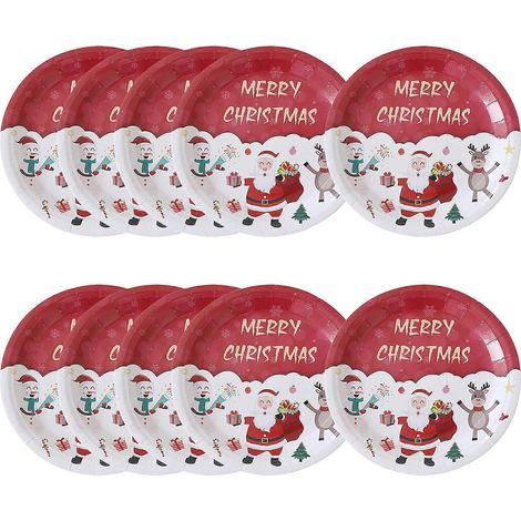 Vaisselle de Noël, Père Noël, renne, bonhomme de neige, décorations de fête de Noël, serviettes, assiettes en carton, gobelets en carton, nappe (1/5)