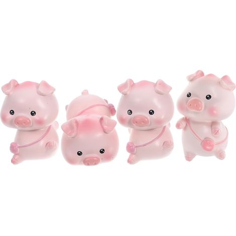 4 Pièces Ornement Cochon Pêche Animal Décor De Cochon en Résine Récipient à Gâteau Jouets Miniatures Décor De Voiture De Poupée Cochon Nombre De Lipides Brillant à Lèvres Nacré (1/5)