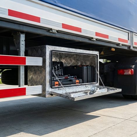 Boîte à outils pour camion en aluminium, 60,9 x 35,5 x 40,6 cm, coffre de rangement 76 L avec serrure et clés, argent (1/5)