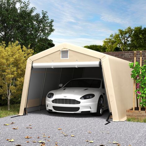 Carpa para garaje/cochera, dimensiones 6,2 m de largo x 3,3 m de ancho x 2,4 m de alto, acero galvanizado robusto, polietileno de alta densidad de 150 g/m², impermeable y resistente a los rayos UV.