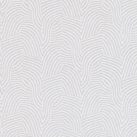 Grafik Tapete Profhome 781534 Vliestapete strukturiert mit gestreiftem Muster dezent schimmernd weiß creme-weiß perl-hell-grau 5,33 m2