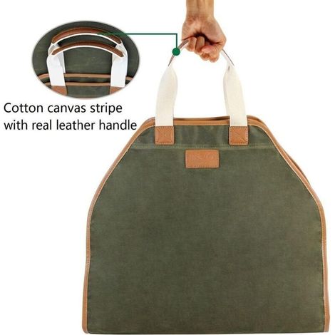 Sac à bûches épais et imperméable, accessoire de cheminée extra-large, avec poignée, idéal pour le camping. (1/3)