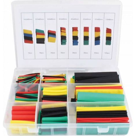 SET 328 PZ PEZZI GUAINE TERMORESTRINGENTI TERMORETRAIBILI CAVI ELETTRICI 529sa